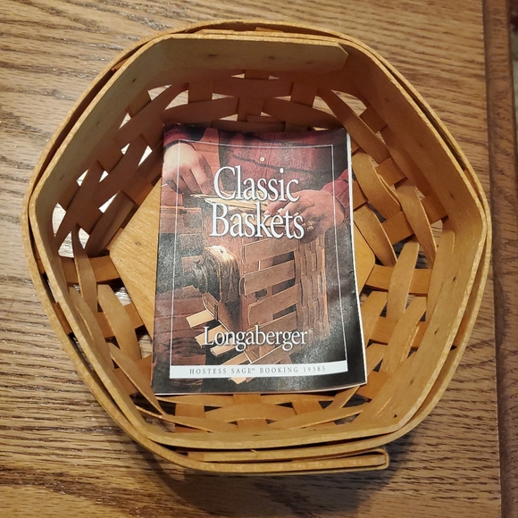 2003 Longaberger Sage Booking Basket Bundle With Liner, Protector & Wood Lid - Picture 9 of 9